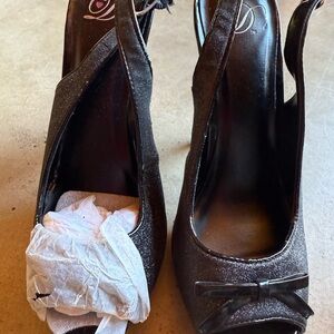Diva Black Suede Slingback Heels